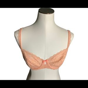 Sz 34B Lace Balconette Bra Unlined Gillian & O'Malley - Peach Divine